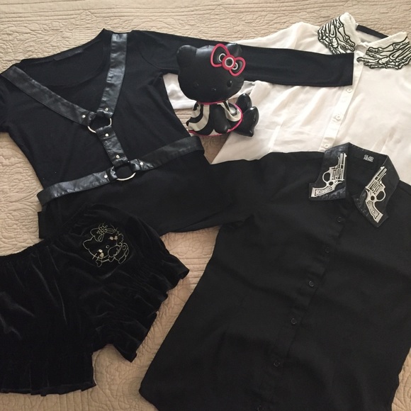 Skeleton Embroidery Chiffon Goth Blouse - Picture 5 of 5